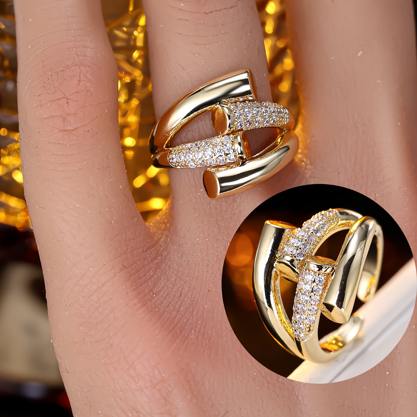 Women's Deconstructed Style Open Ring, Stackable